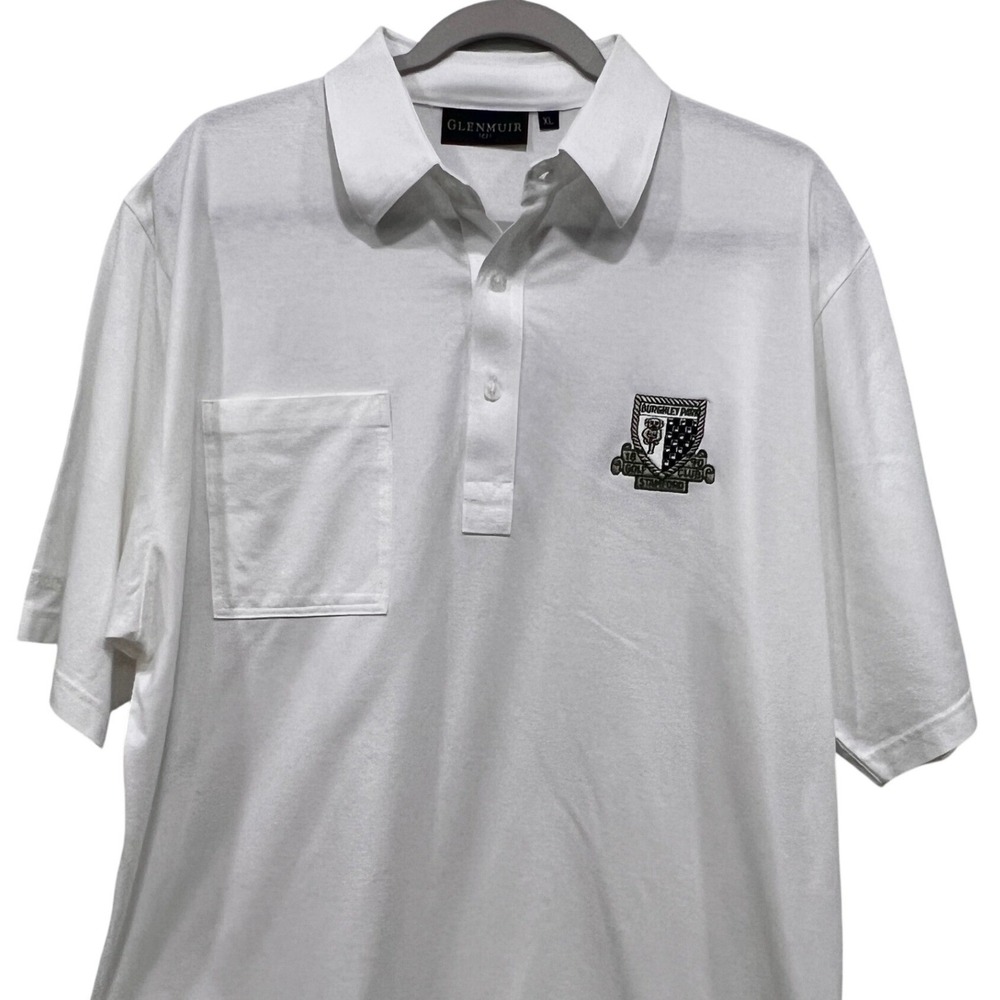 Glenmuir 1891 Polo Shirt Size‎ XL White Burghley Park Golf Club Stamford Logo